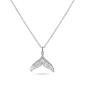 Rhodium Plated 925 Sterling Silver Whale Tail Clear Baguette CZ Necklace - STP01845 | Silver Palace Inc.