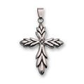 Rhodium Plated Stainless Steel Olive Branch Cross 30.5mm x 40mm Pendant - SSP00281