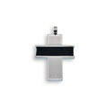 Rhodium Plated Stainless Steel Ribbed Rubber Cross Pendant - SSP00351
