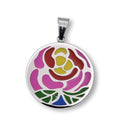 Rhodium Plated Stainless Steel Vibrant Rose 28.8mm Pendant - SSP00241