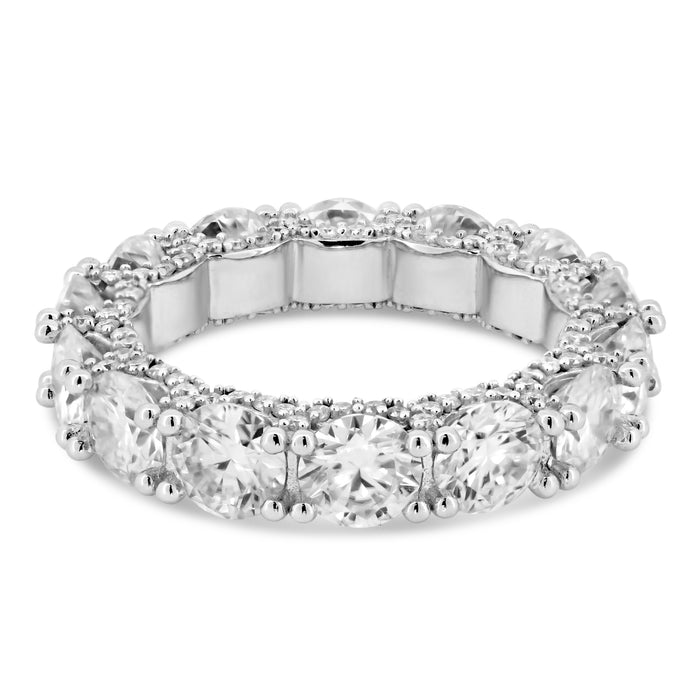 Rhodium Plated 925 Sterling Silver Moissanite Eternity Band Ring - MGMR00003