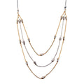 Silver 925 Rose Gold and Rhodium Plated Multi Chain DC Bar Necklace - ECN00060RGP | Silver Palace Inc.