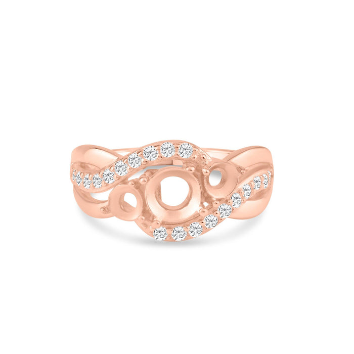 Silver 925 Rose Gold Plated 3 Mounting Stones Taper Shank Ring - BGR00813RGP | Silver Palace Inc.