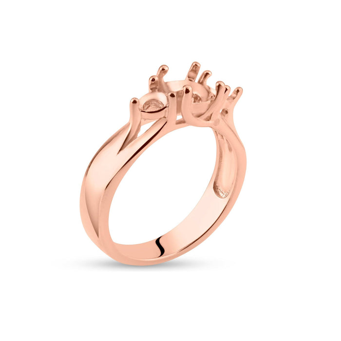 Rose Gold Plated 925 Sterling Silver 3 Stones Mounting Ring - BGR00481RGP