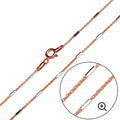 Silver 925 Rose Gold Plated 6 Sided Diamond Cut Tube Chains 1.1mm - CH181 RGP | Silver Palace Inc.