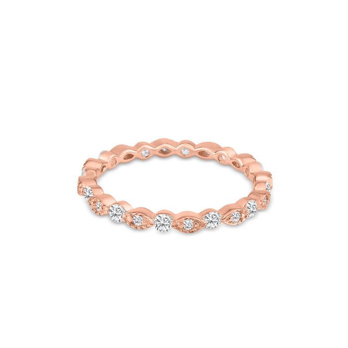 Silver 925 Rose Gold Plated CZ and Eye Pattern Eternity Ring - BGR01185RGP | Silver Palace Inc.