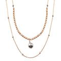 Silver 925 Rose Gold Plated Multi Chain Bead Necklace - ECN00069RGP | Silver Palace Inc.
