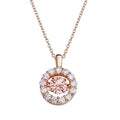 Silver 925 Rose Gold Plated Open Round Pendant with Pink Dancing CZ - STP01632RGP | Silver Palace Inc.