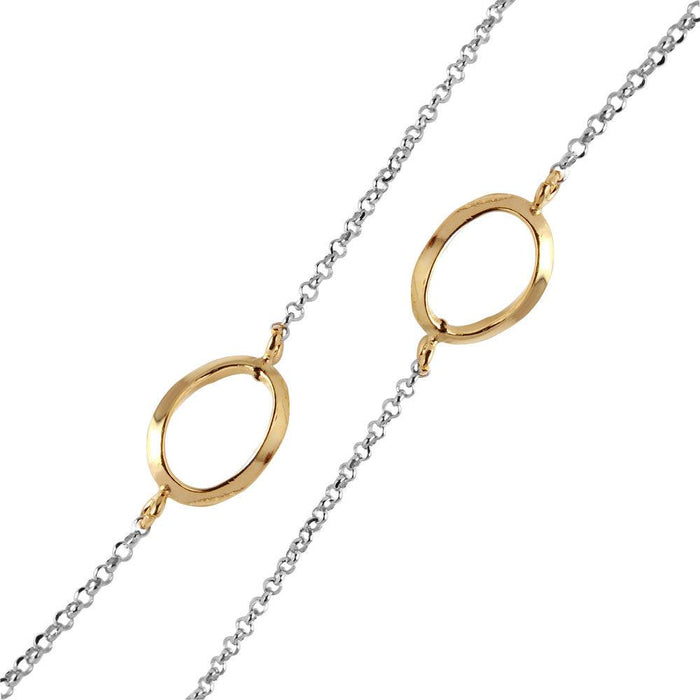Silver 925 Chain Necklace with Curved Gold Plated Loops - ITN00117RH-GP | Silver Palace Inc.