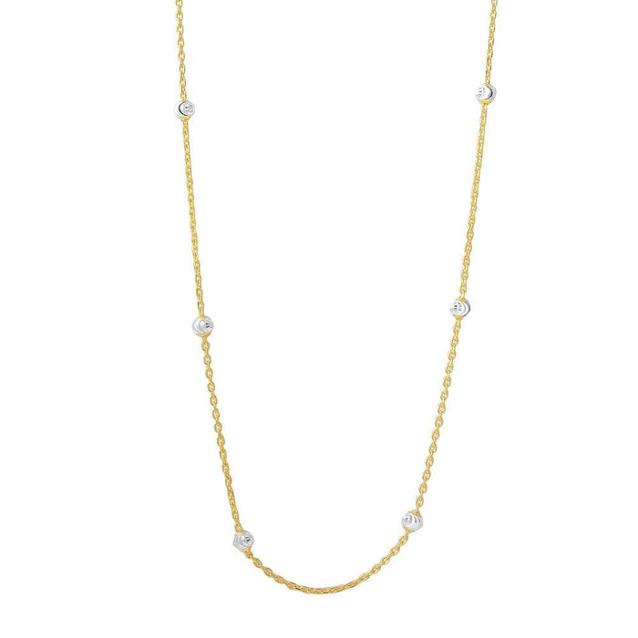 Silver 925 Diamond Cut Beaded Two-Tone Gold Plated Italian Necklace - ITN00109GP | Silver Palace Inc.