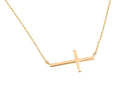 Silver 925 Gold Plated Plain Sideways Solid Cross Pendant Necklace - BGP00821GP | Silver Palace Inc.