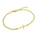 Silver 925 Gold Plated Sideways Cross CZ Bracelet - BGB00110GP | Silver Palace Inc.