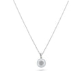 Silver 925 Rhodium Plated Clear Cluster and Baguette CZ Flower Pendant Necklace - STP01370