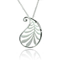 Silver 925 Rhodium Plated Clear CZ Leave Pendant Necklace - STP01369 | Silver Palace Inc.