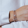 Silver 925 Rose Gold Plated Clear CZ Triple Wrap Beaded Italian Bracelet - PSB00009RGP