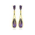 Silver 925 Rose Gold Rhodium Plated Purple Teardrop CZ Dangling Stud Earrings - BGE00282 | Silver Palace Inc.