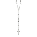 Silver Diamond Cut Large Bead Rosary Necklace