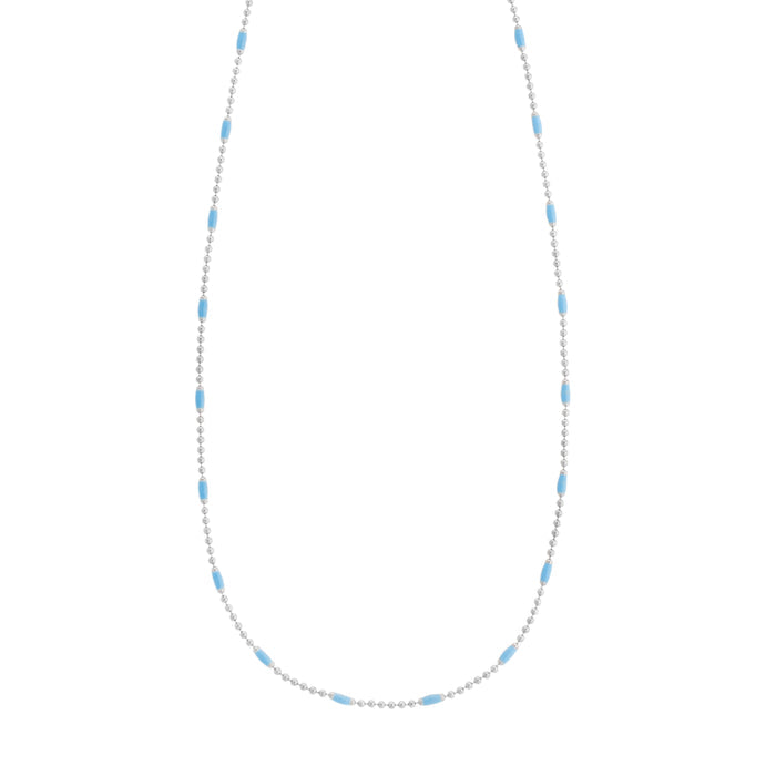 Silver Enamel Beaded Chain Necklace
