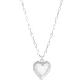 Silver Puffed Heart Pendant Necklace