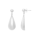 Silver Puffed Teardrop Dangle Earrings
