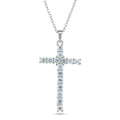 Silver Rhodium 925 Cross Moissanite Necklace - MBGP00003