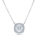 Silver Rhodium 925 Square Halo Moissanite Necklace - MBGP00001