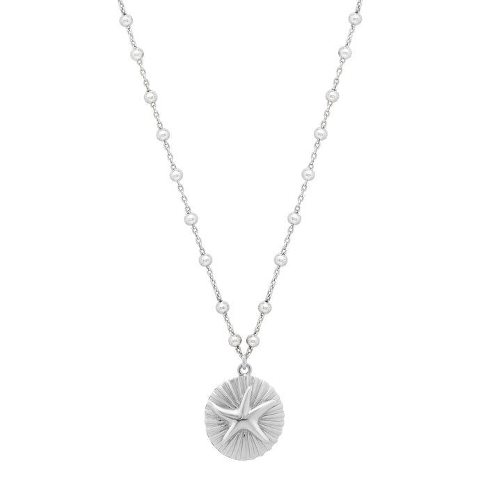 Silver Starfish Medallion Necklace