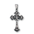 Stainless Steel Oxidized Finish Ornate Crucifix Cross Filigree 23.2mm x 39.2mm Pendant - SSP00275