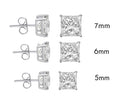 Sterling Rhodium Plated 925 Sterling Silver Moissanite Stone Square Push Back Earring - MGME00009