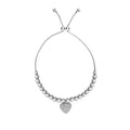 Sterling Silver Heart Bead CZ Charm Friendship Bracelet
