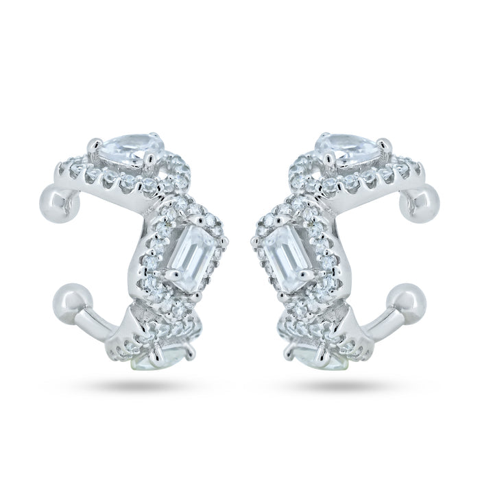 Sterling Silver Rhodium Plated CZ Ear Cuff - GME00151