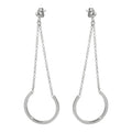 Sterling Silver Rhodium Plated Dangling Horse Shoe Earrings - ITE00085RH