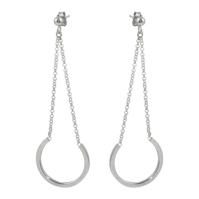 Sterling Silver Rhodium Plated Dangling Horse Shoe Earrings - ITE00085RH