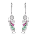 Sterling Silver Rhodium Plated Dangling St Jude Hoop Clear CZ Earrings - GME00153