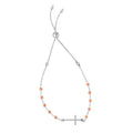Sterling Silver Two-tone Side Cross Friendship Bracelet