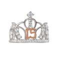 Silver CZ Quinceanera Crown 2 Toned Ring - GMR00304RHR | Silver Palace Inc.