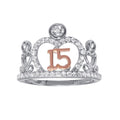 Two-Tone Silver CZ Quinceanera Tiara Ring - GMR00303RHR | GMR000428RG