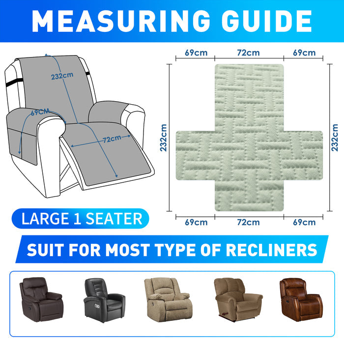 Waterproof Armchair Cover with Anti-Slip Back and Side Pockets