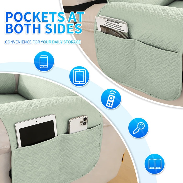 Waterproof Armchair Cover with Anti-Slip Back and Side Pockets