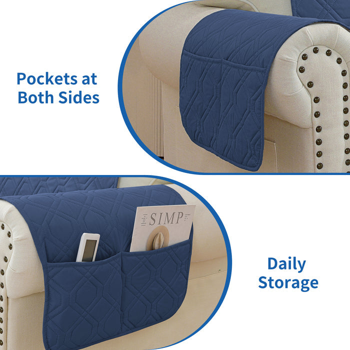 Waterproof Armchair Sofa Cover with Armrests Anti Slip Pockets