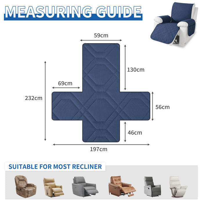 Waterproof Recliner Armchair Cover with Armrests Anti Slip Pockets