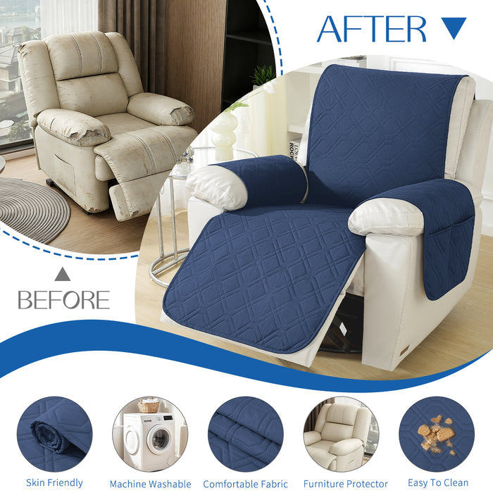 Waterproof Recliner Armchair Cover with Armrests Anti Slip Pockets