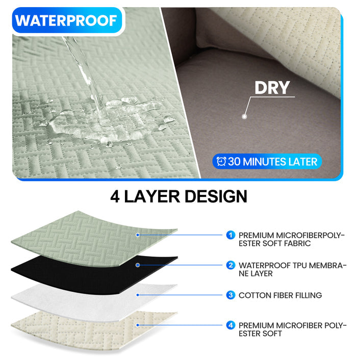 Waterproof Sofa Cover with Anti-Slip Backing and Side Pockets