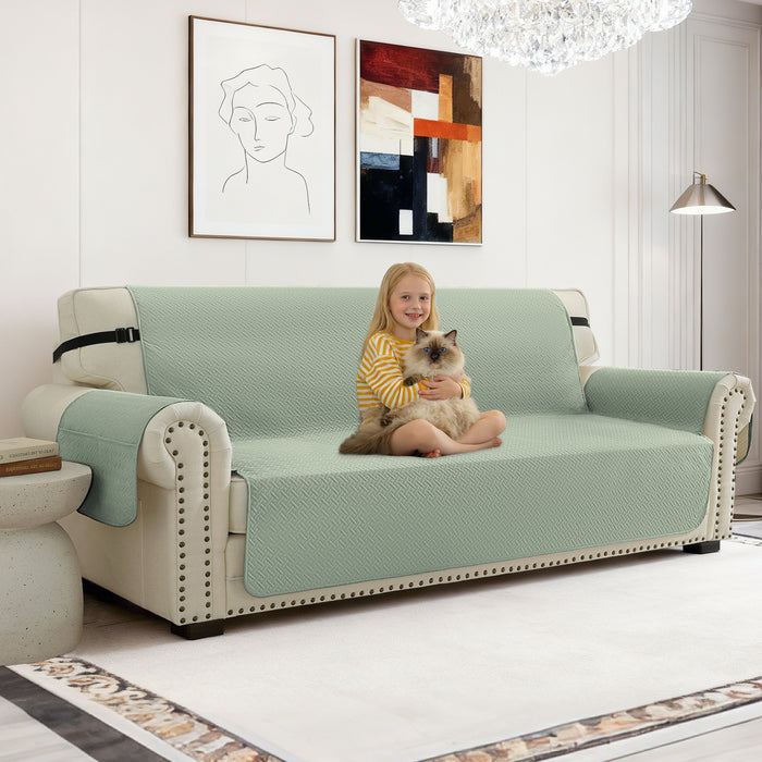 Waterproof Sofa Cover with Side Pockets and Non-Slip Backing