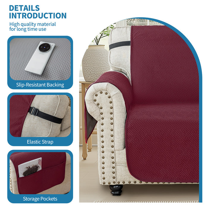 YSTYLE 3 Seater Sofa Cover with Armrests Geometric Pattern Anti Slip-YSTYLE