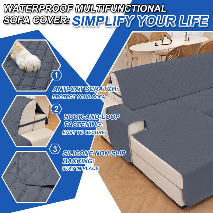 YSTYLE 100% Waterproof 2 Seater Corner Sofa Cover Reversible L Shape-YSTYLE