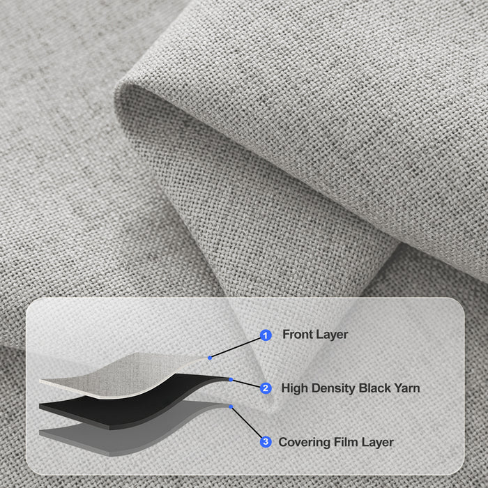 Ystyle 2 Pieces 100% Blackout Linen Curtains Thermal-YSTYLE