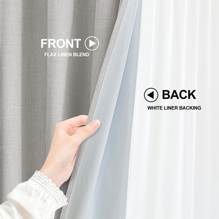 Ystyle 2 Pieces 100% Blackout Linen Curtains Thermal-YSTYLE