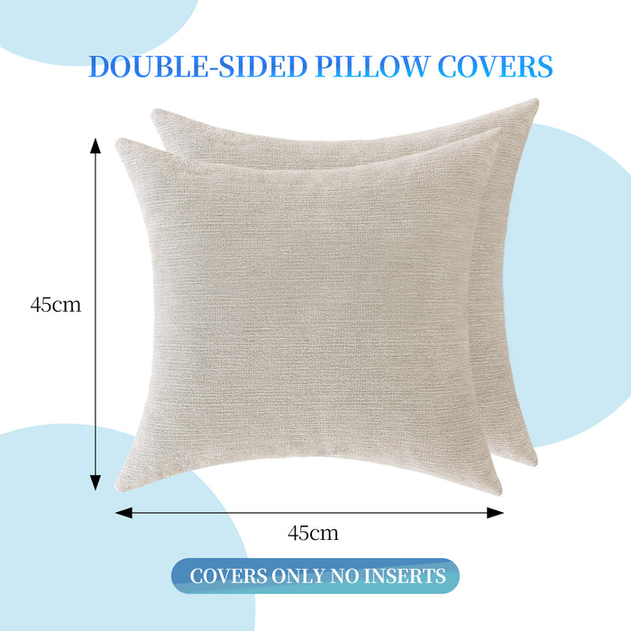 Ystyle 2 Pieces Faux Linen Cushion Covers 45x45cm Breathable-YSTYLE