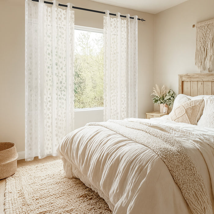 YSTYLE 2 Pieces Lace Voile Curtains with Eyelets-YSTYLE
